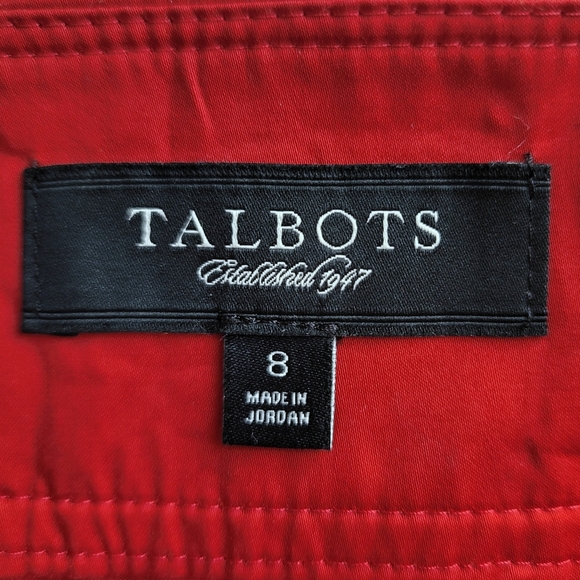 TALBOTS Size 8 Red Button Down Ruffle Front Knee Length Pencil Career Skirt - Picture 4 of 5